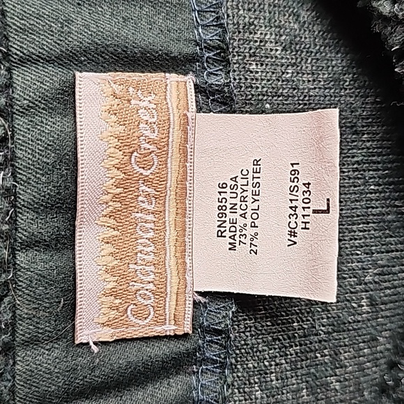 Vintage 90s Coldwater Creek Wolf Button Teddy Jacket Hunter Green sz L Women's - Picture 5 of 6